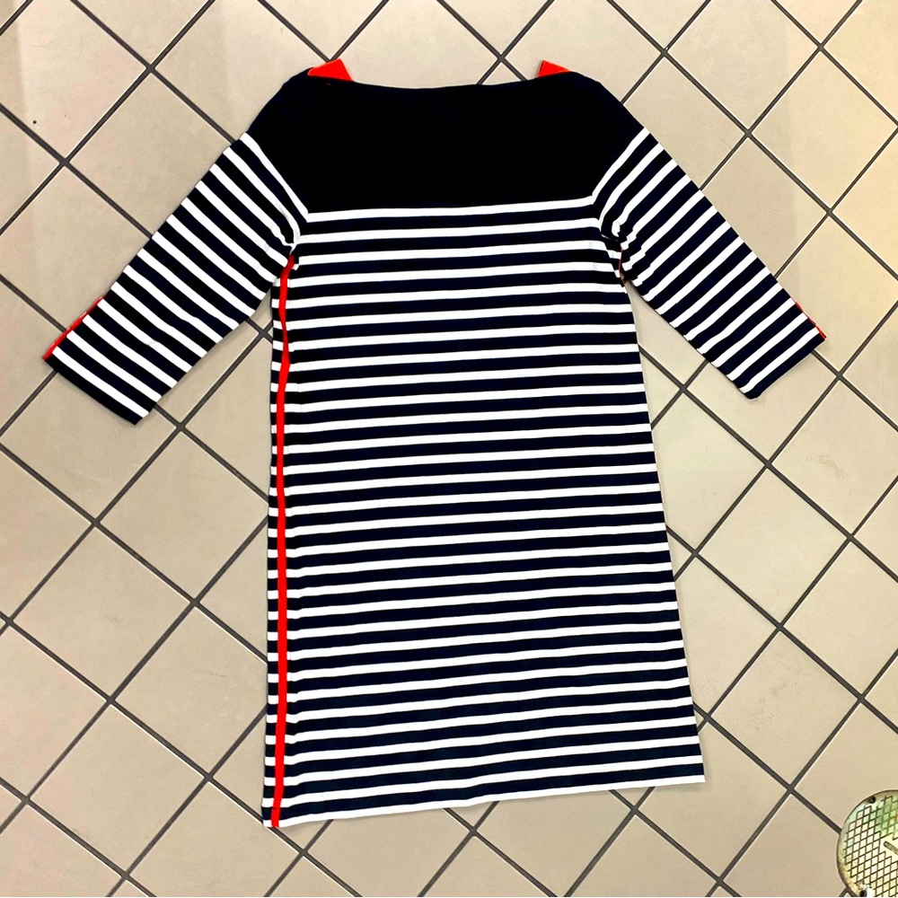 Joan Vass Cotton Dress with‎ Red Accents Sz M